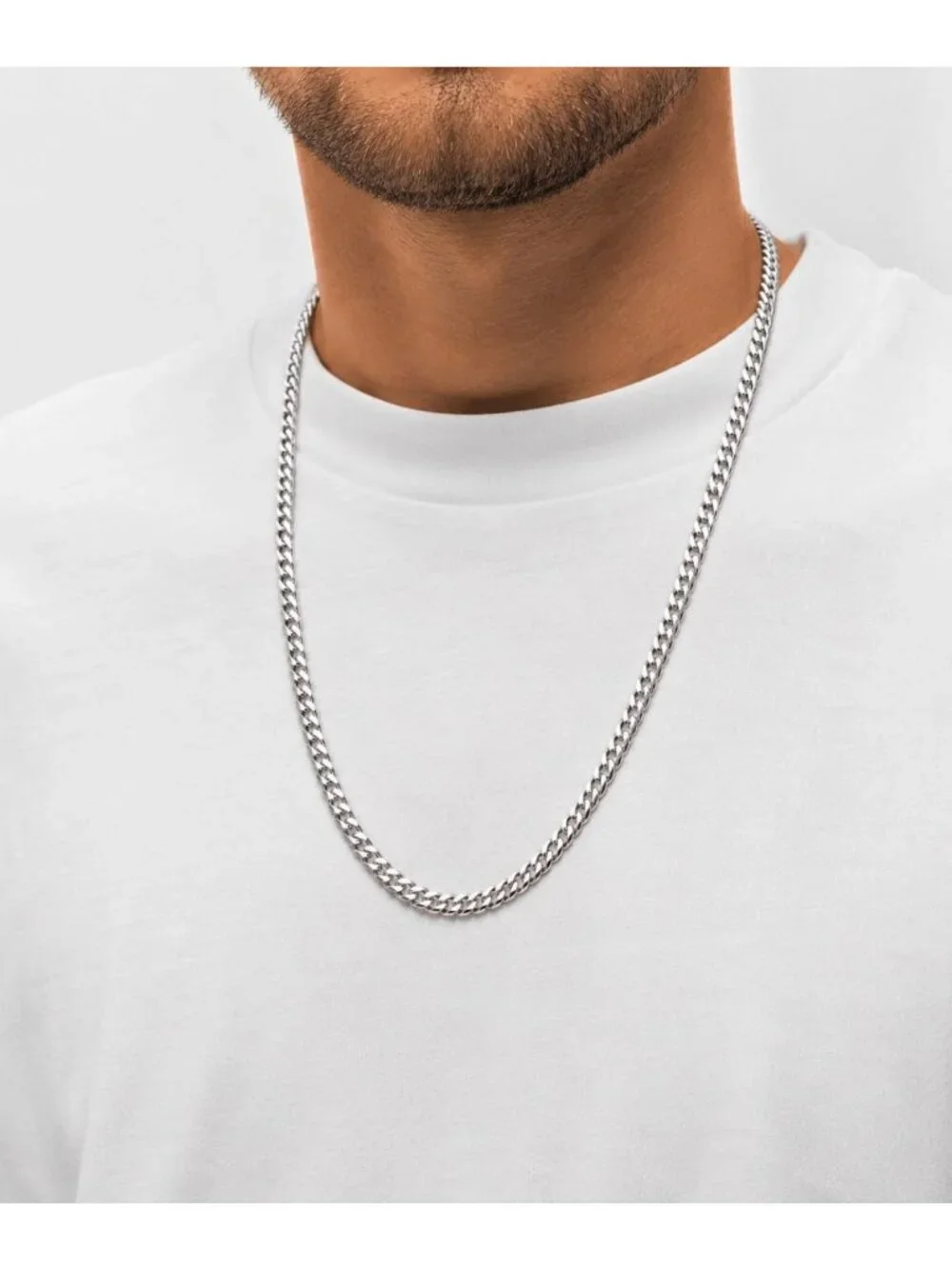 Stainless Steel Cuban Link Chain Necklace for Men - Durable, Tarnish-Free